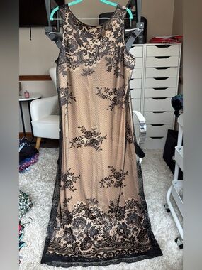 Harlow black and tan dress